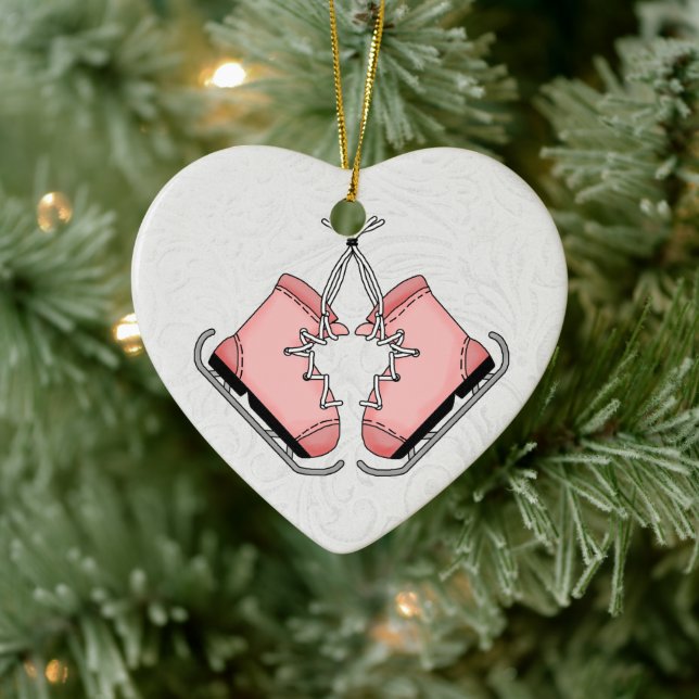 Pink Ice Skates For Your Figure Skater ~  Ceramic Ornament (Tree)