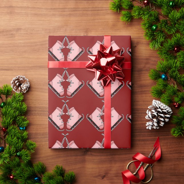 Pink Ice Skates Wrapping Paper (Holiday Gift)