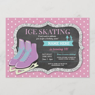 Pink Ice Skating Birthday Party Rink Skate Invite