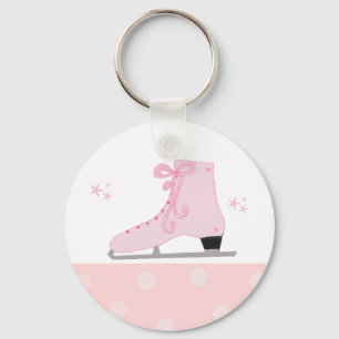 Pink Ice Skating Design Keychain