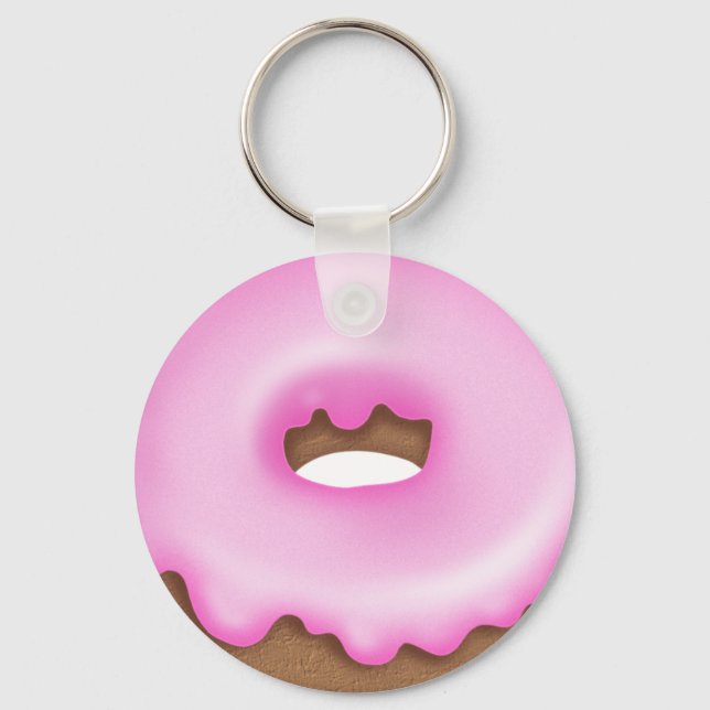 Pink iced doughnut bakery keychain (Front)