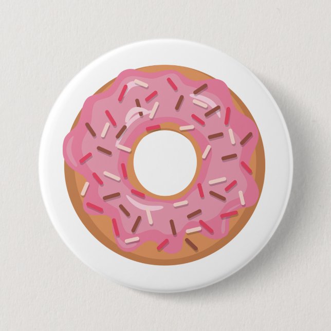 Pink Iced Doughnut With Sprinkles 3 Inch Round Button (Front)