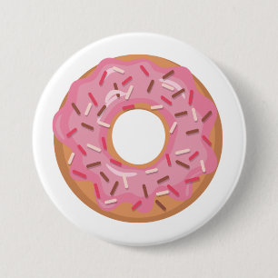 Pink Iced Doughnut With Sprinkles 3 Inch Round Button