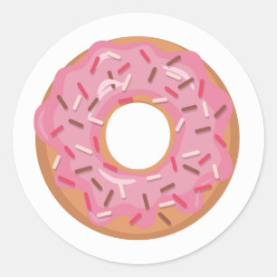 Pink Iced Doughnut With Sprinkles Classic Round Sticker