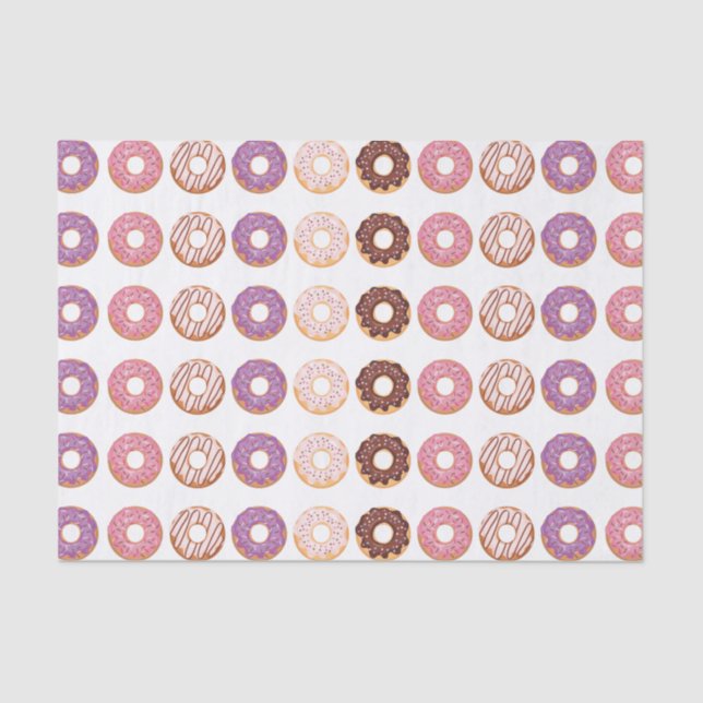 Pink Iced Doughnuts With Sprinkles Pattern Party Tissue Paper (Front)