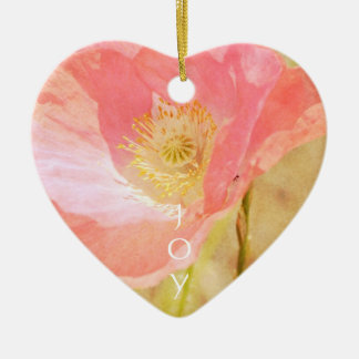 Pink Iceland Poppy Heart Ornament
