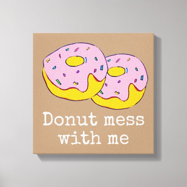 Pink icing dounut cute food art canvas print (Front)