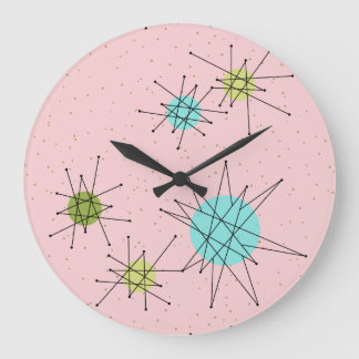 Pink Iconic Atomic Starbursts Acrylic Wall Clock