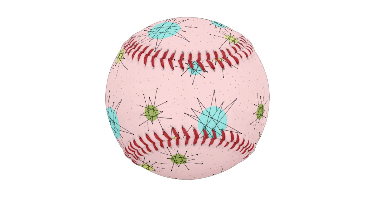 Pink Iconic Atomic Starbursts Baseball | Zazzle