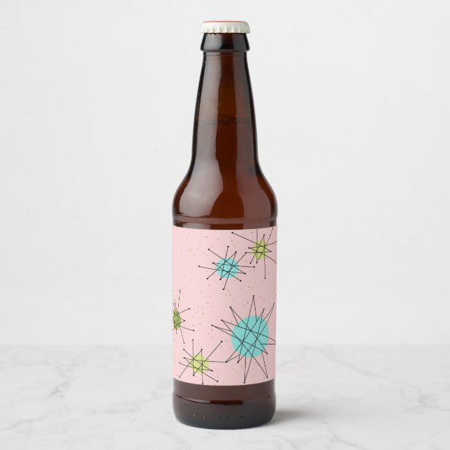 Pink Iconic Atomic Starbursts Beer Bottle Label (Front)
