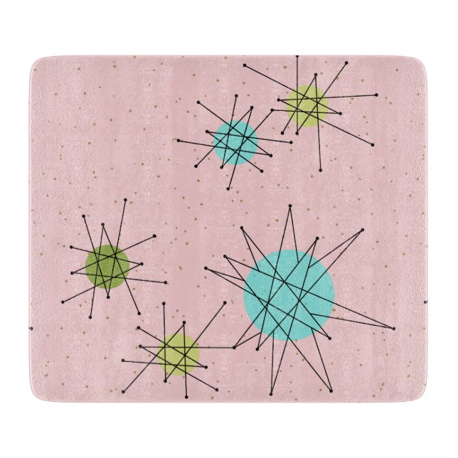 Pink Iconic Atomic Starbursts Cutting Board (Front)