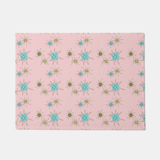 Pink Iconic Atomic Starbursts Door Mat (Front)