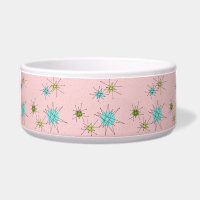 Pink Iconic Atomic Starbursts Pet Bowl