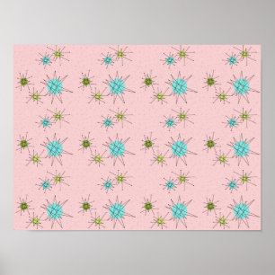 Pink Iconic Atomic Starbursts Poster