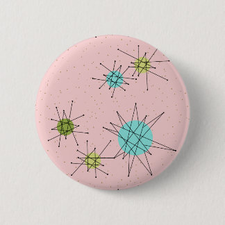 Pink Iconic Atomic Starbursts Round Button