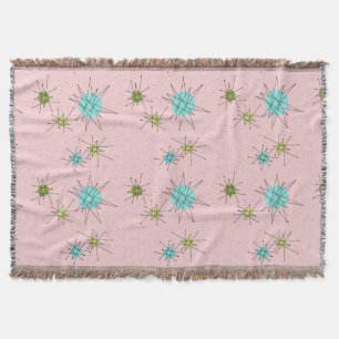 Pink Iconic Atomic Starbursts Throw Blanket
