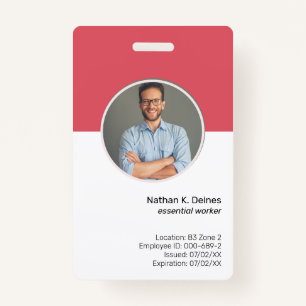 Pink ID   Employee Photo ID Company Security Badge