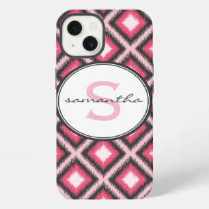 Pink Ikat Monogram iPhone 13 Case