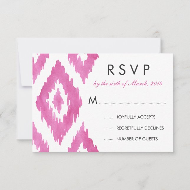 Pink Ikat RSVP Card (Front)