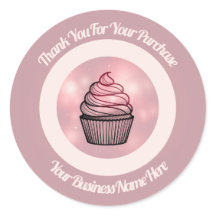 Pink illuminated cupcake business logo stickers