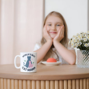 Pink Illustrative World's Best Cat Mama Coffee Mug