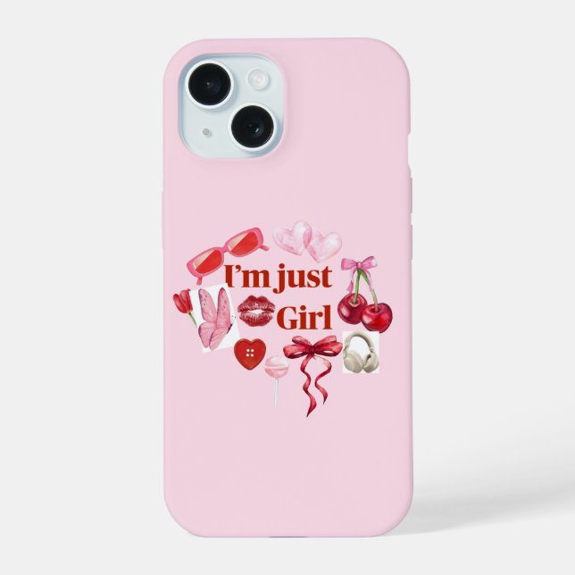 Pink “I'm Just Girl” Phone Case – Playful Feminine (Verso)