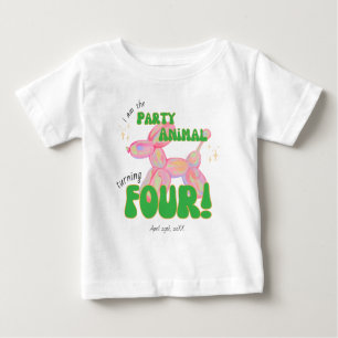 Pink I'm the Party Balloon Animal 4th Birthday Baby T-Shirt