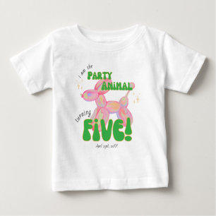 Pink I'm the Party Balloon Animal 5th Birthday Baby T-Shirt