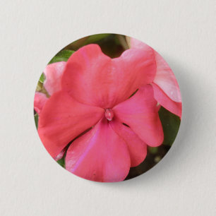 Pink Impatiens Flower Macro Button