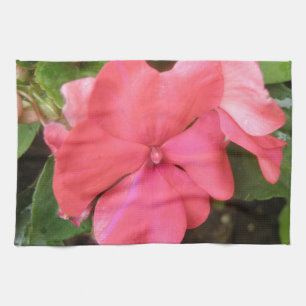 Pink Impatiens Flower Macro Kitchen Towel