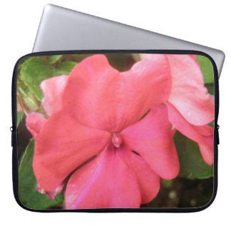 Pink Impatiens Flower Macro Laptop Bag