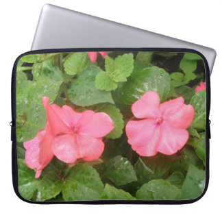Pink Impatiens Flowers Laptop Bag
