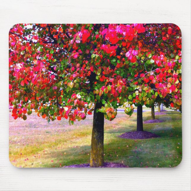 Pink impressionistic Autumn Leaves trees Mouse Pad (Front)