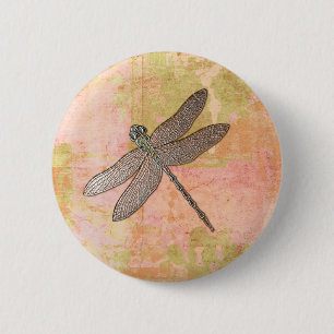 Pink Impressions Dragonfly 2 Inch Round Button