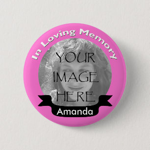 Pink In Loving Memory Photo Button