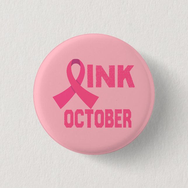 Pink in October 1 Inch Round Button (Front)