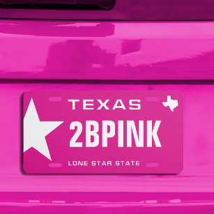 Pink in Texas License Plate