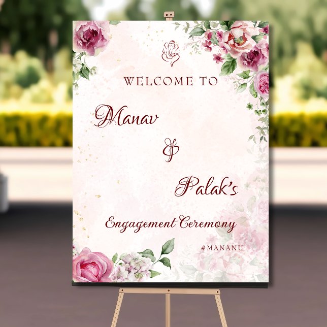Pink Indian engagement welcome sign board (Creator Uploaded)