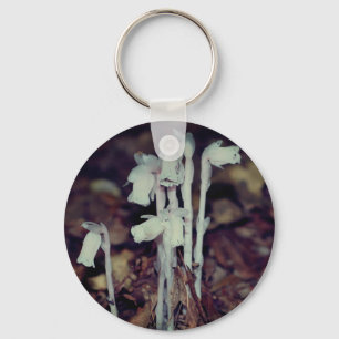 Pink Indian Pipe Wildflowers Nature Keychain