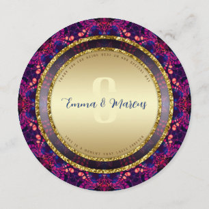 Pink Indigo Modern Batik Magical Mandala Menu
