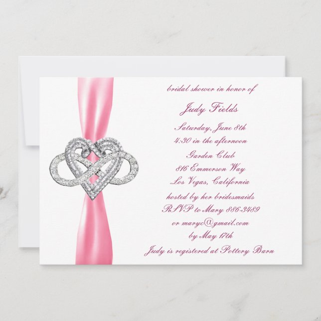 Pink Infinity Heart Bridal Shower Invitation (Front)