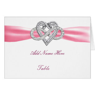 Pink Infinity Heart Mariage Table Carte Place
