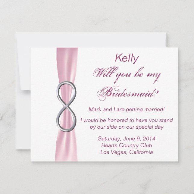 Pink Infinity Wedding Bridesmaid Card (Front)