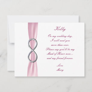 Pink Infinity Wedding Maid Of Honour Card