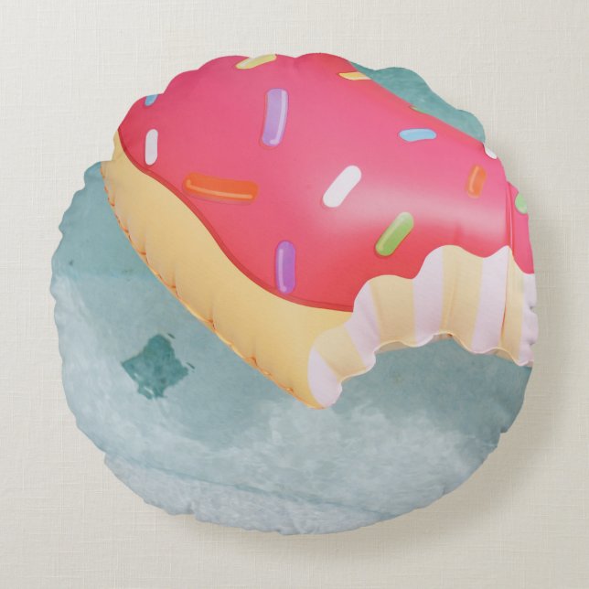 Pink inflatable doughnut floater round pillow (Front)