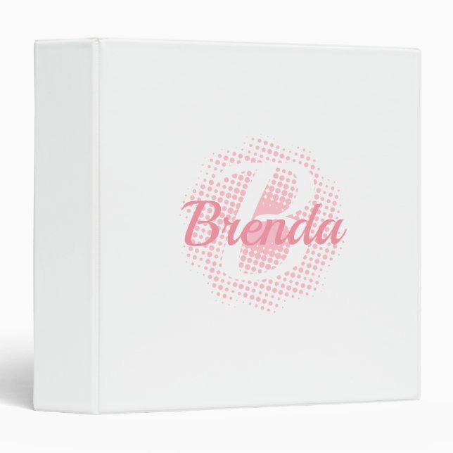 Pink Initial Letter Custom Name Binder (Front/Spine)