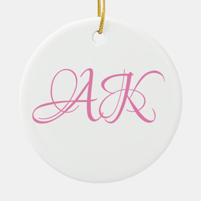 Pink Initial Monogram Mug - CUSTOMIZABLE! Ceramic Ornament (Front)
