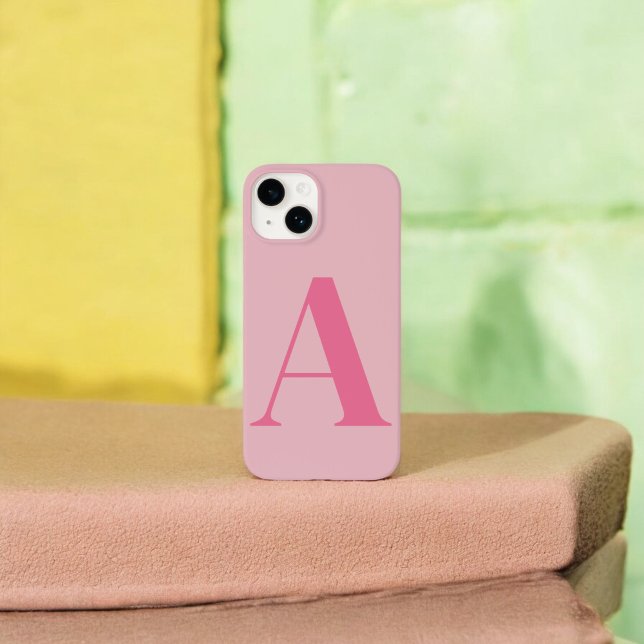 Pink Initial Name Personalized Monogram Design iPhone Case (Creator Uploaded)