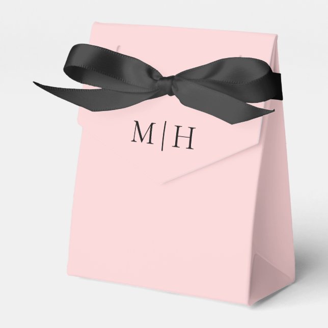 Pink Initials Wedding Favor Box (Front Side)