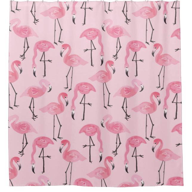 Pink ink flamingo set, tropical summer pattern vin (Front)